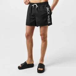 Jack Wills Mens Logo Swim Shorts in Black