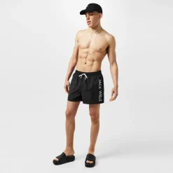Jack Wills Mens Logo Swim Shorts in Black