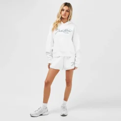 Jack Wills Ottoman Rib Sweat Shorts in White