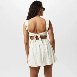 Jack Wills Patterned Tie Back Dress in White