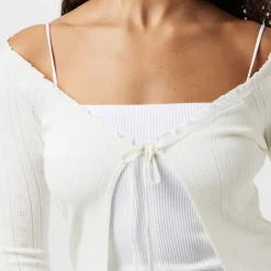 Jack Wills Pointelle Cardigan in White