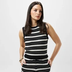 Jack Wills Striped Rib Tank Top in Black