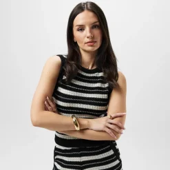 Jack Wills Striped Rib Tank Top in Black