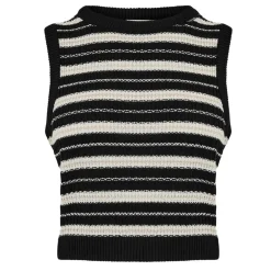 Jack Wills Striped Rib Tank Top in Black