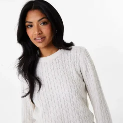 Jack Wills Tinsbury Merino Wool Blend Cable Knitted Jumper in White