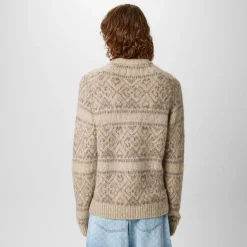 Jack Wills Tonal Jacquard Crew Sweater in Beige