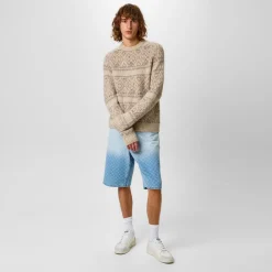 Jack Wills Tonal Jacquard Crew Sweater in Beige