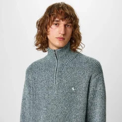 Jack Wills Two Tone Quarter Zip Jumper in Green