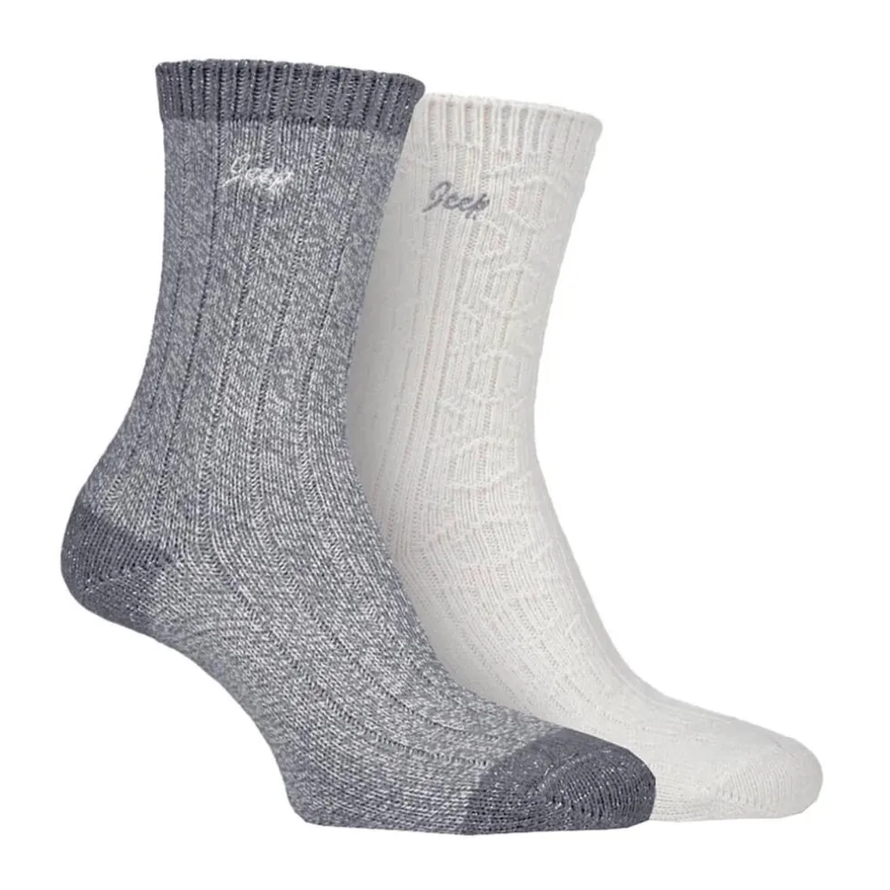 Jeep 2 Pack Super Soft Boot Socks Ladies in Grey