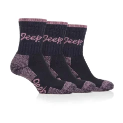 Jeep Womens 3 Pack Cotton Boot Socks in Blue