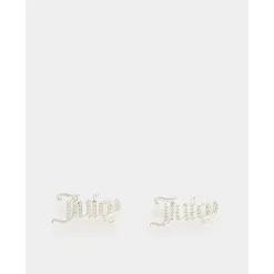 Juicy Couture Womens Crystal Alice Stud Earrings in Silver