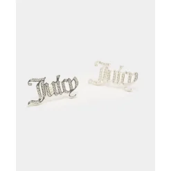 Juicy Couture Womens Crystal Alice Stud Earrings in Silver