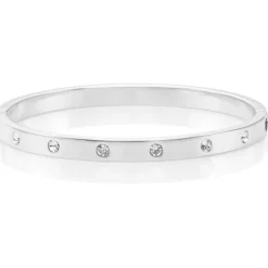 Kate Spade In Stone Hinged Bangle in Silver