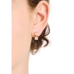 Kate Spade Zirconia Chunky Huggie Hoop Earrings in Gold