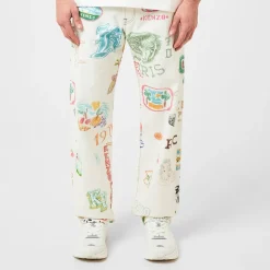 Kenzo Drawn Graphic Print Straight Leg Jeans in Multi