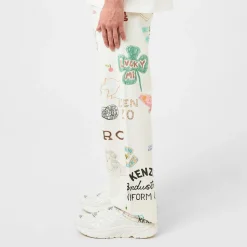 Kenzo Drawn Graphic Print Straight Leg Jeans in Multi