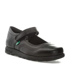 Kickers Children Girls Fragma Pop Leather Shoes in Black
