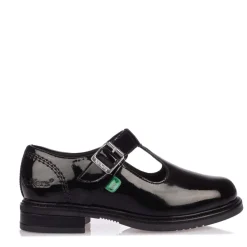 Kickers Childrens Lach T Bar Patent Shoe in Black