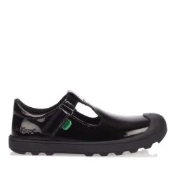 Kickers Childrens Plunk Patent Shoe in Black