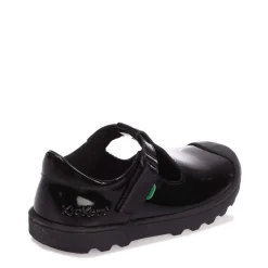 Kickers Childrens Plunk Patent Shoe in Black
