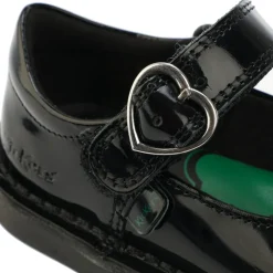 Kickers Infant Girls Adlar Heart Patent Shoe in Black