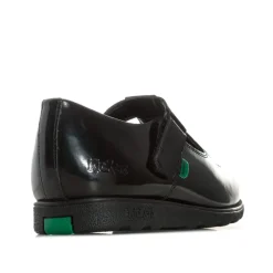 Kickers Junior Girls Fragma T-Bar Patent Shoes in Black