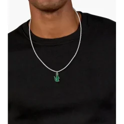 Lacoste Mens Arthor Stainless Steel Necklace in Silver