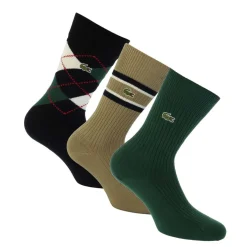Lacoste 3 Pack of Cotton Socks in Green