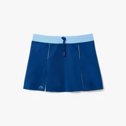 Lacoste Adjustable Colour-Block Interlock Skirt in Blue-White
