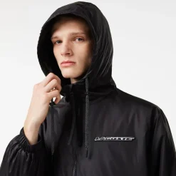 Lacoste Bh7732 Hooded Rain Jacket in Black
