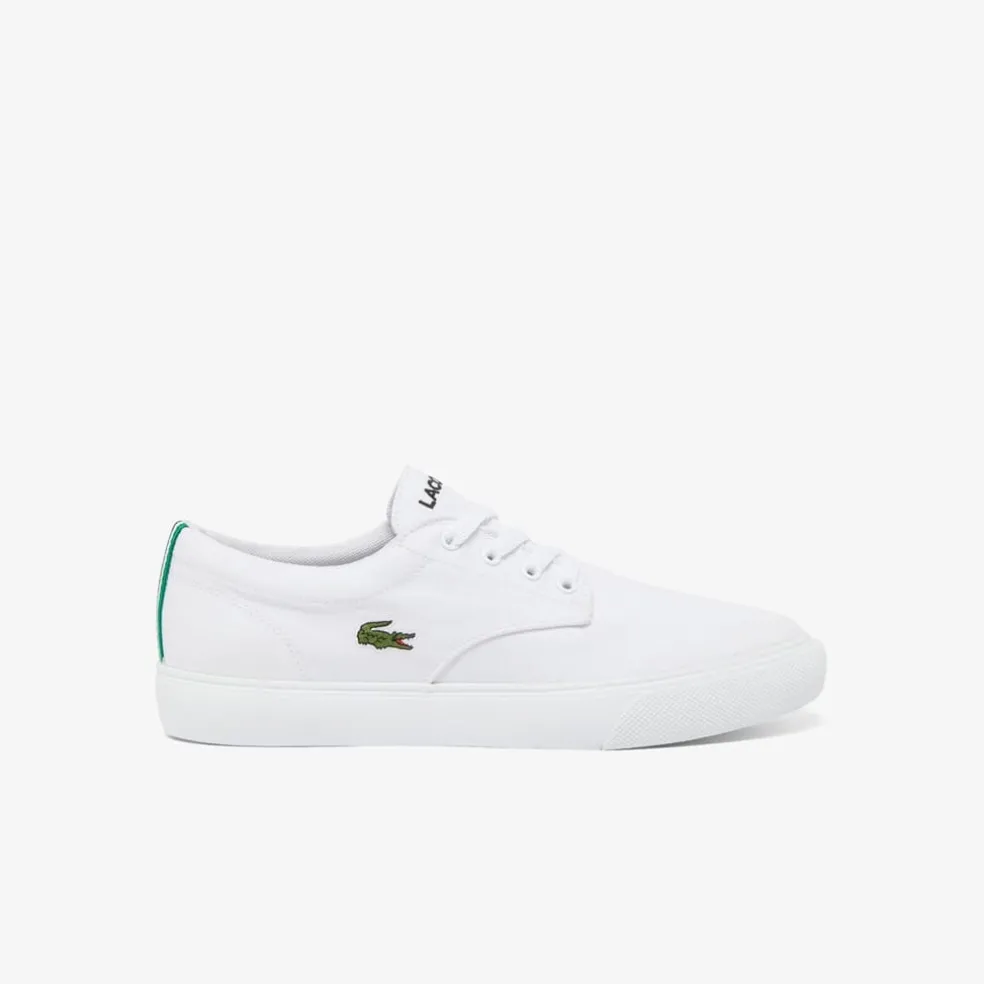 Lacoste Canvas Low Top Crocodile Print Trainers in White