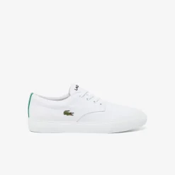 Lacoste Canvas Low Top Crocodile Print Trainers in White