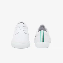 Lacoste Canvas Low Top Crocodile Print Trainers in White