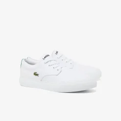 Lacoste Canvas Low Top Crocodile Print Trainers in White
