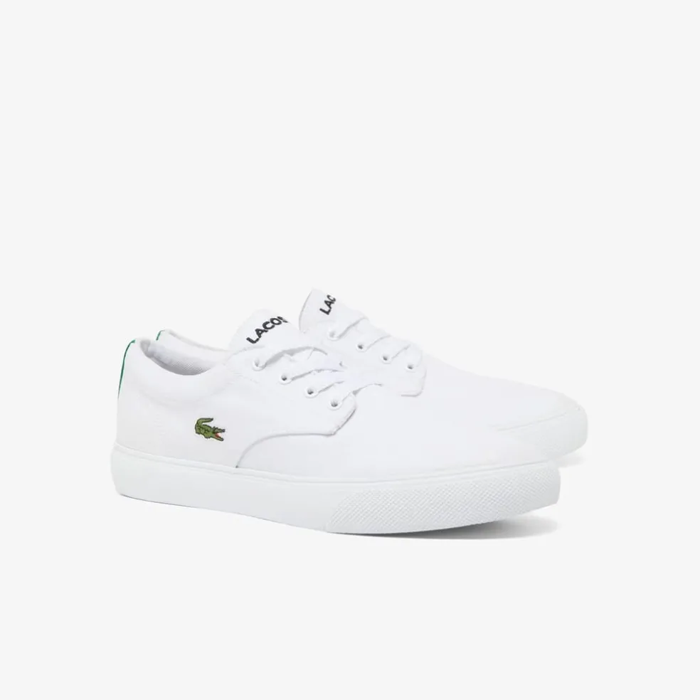 Lacoste Canvas Low Top Crocodile Print Trainers in White