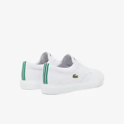 Lacoste Canvas Low Top Crocodile Print Trainers in White