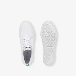 Lacoste Canvas Low Top Crocodile Print Trainers in White