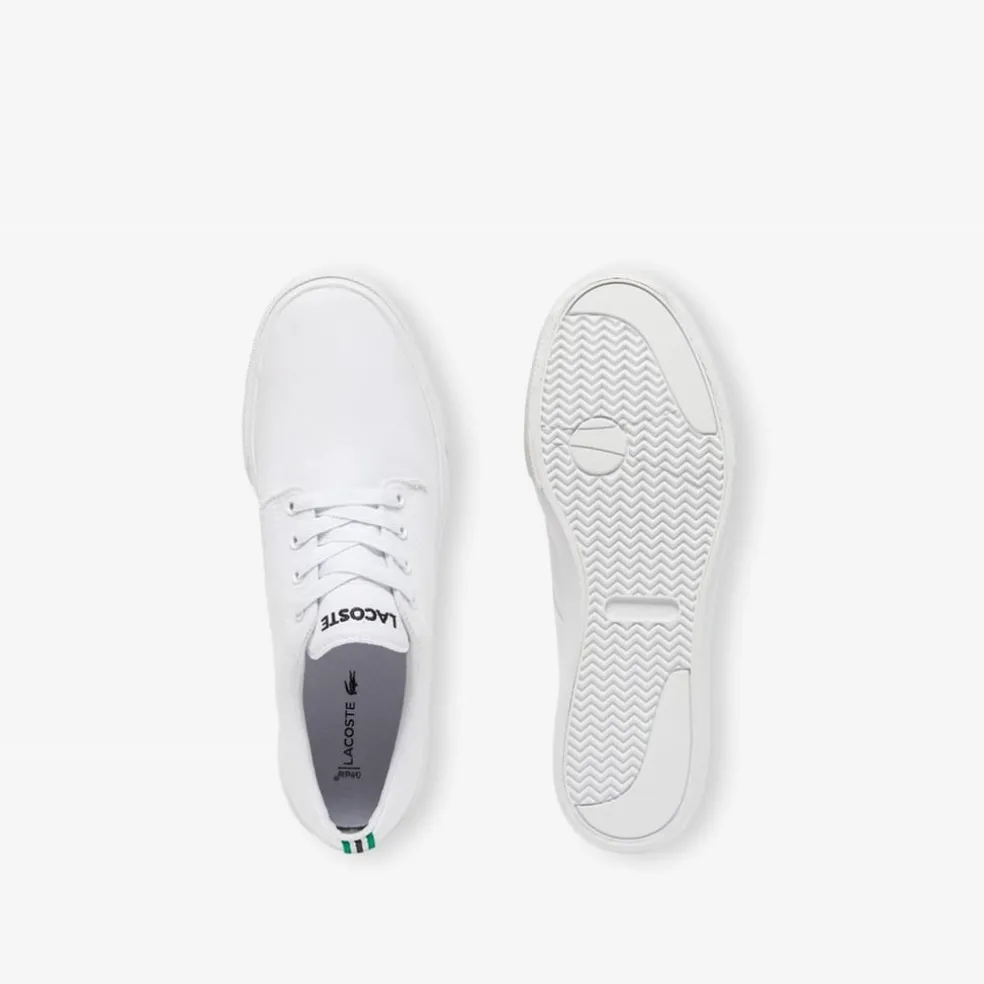 Lacoste Canvas Low Top Crocodile Print Trainers in White