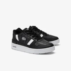 Lacoste Childrens T-Clip Trainers in Black-White