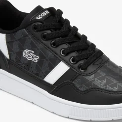 Lacoste Childrens T-Clip Trainers in Black-White