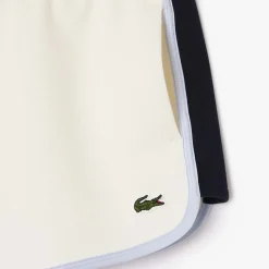 Lacoste Contrast Panel Piqué Shorts in Cream