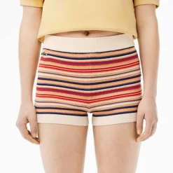 Lacoste Contrast Waist Striped Cotton Shorts in Multi colour