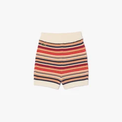 Lacoste Contrast Waist Striped Cotton Shorts in Multi colour