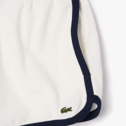 Lacoste Cotton Terry Contrast Accent Shorts in Cream