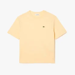 Lacoste Crewneck Premium Cotton T-Shirt in Yellow