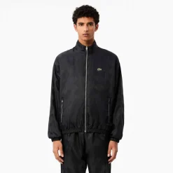 Lacoste Crocodile Print Aop Mono Track Jacket in Black