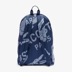 Lacoste Crocodile Print Backpack in Blue