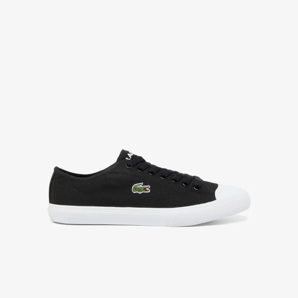 Lacoste Crocodile Print Canvas Low Trainers in Black