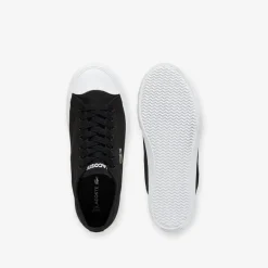 Lacoste Crocodile Print Canvas Low Trainers in Black