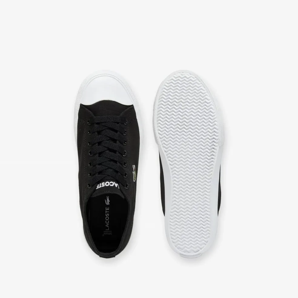 Lacoste Crocodile Print Canvas Low Trainers in Black